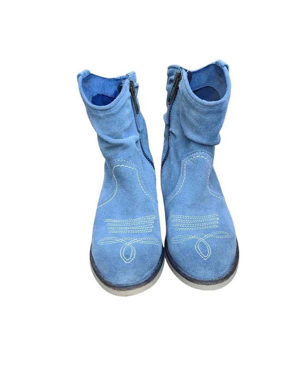 Sundance Slate Blue Suede Leather Western Ankle Booties - Picture 3 of 6